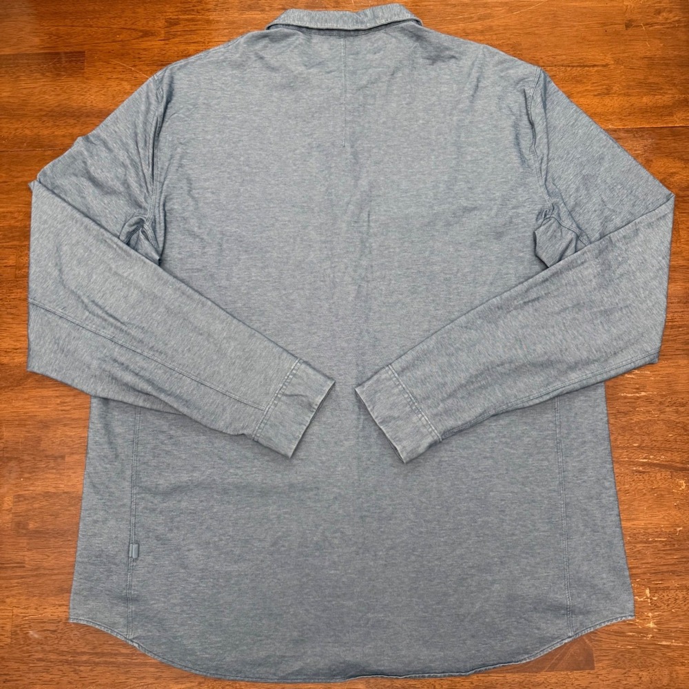 Lululemon Commission Shirt Mens XL Blue Heathered Long Sleeve Tech Button Down - Picture 8 of 9